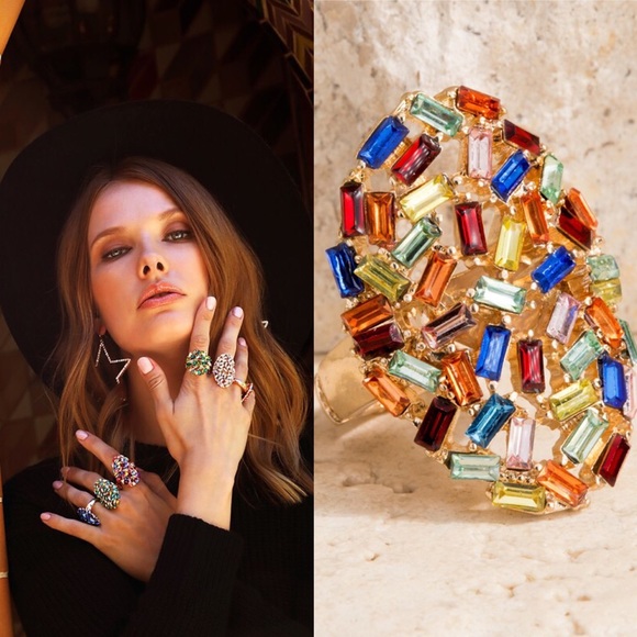 Paris&Pearle Jewelry - Multicolored Baguette Statement Ring